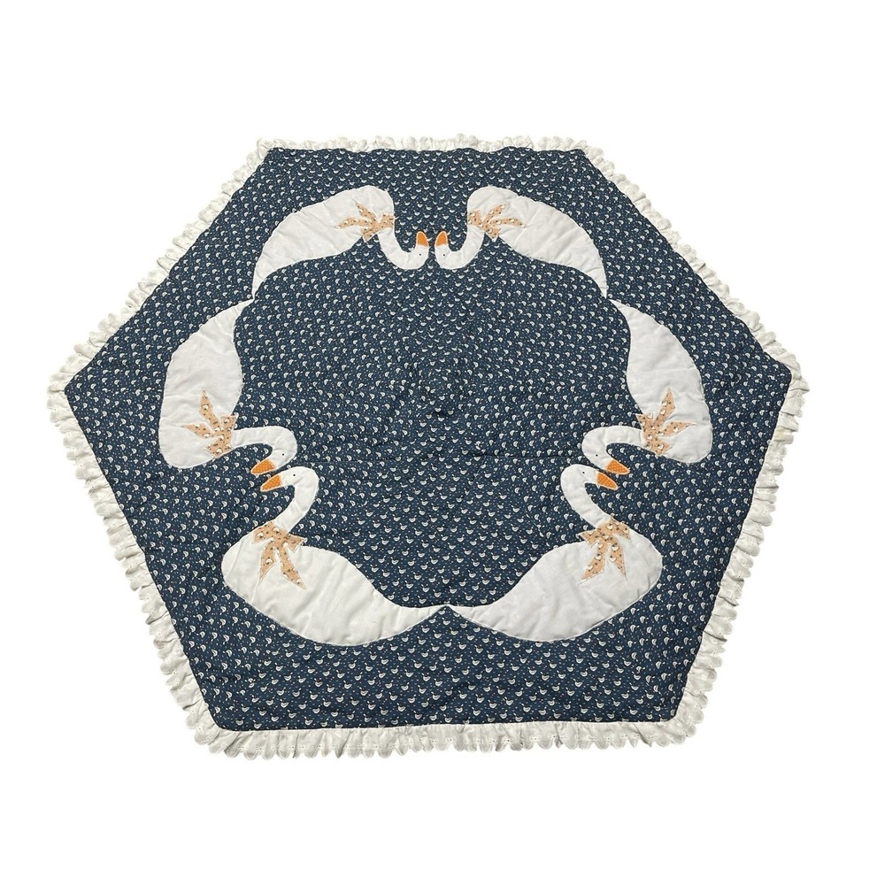 Country Goose Duck Double Sided handmade hexagonal quilted Blanket Tablecloth